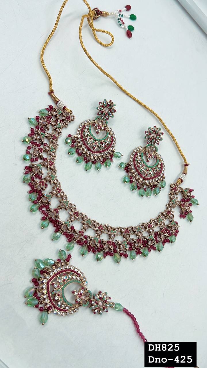 Indian Wedding Bridal Choker Necklace /Bridal Jewelery/Polki Kundan Set/Bridal Wedding Set/Handmade Kundan Necklace/Punjabi Wedding