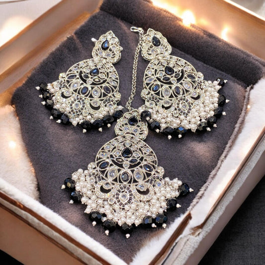 Pakistani/Indian big Mang tikka and Earrings/oversized tikka/jewellery/punjabi tika/jadau tikka/chandlerearrings /StatementEarrings/Earrings