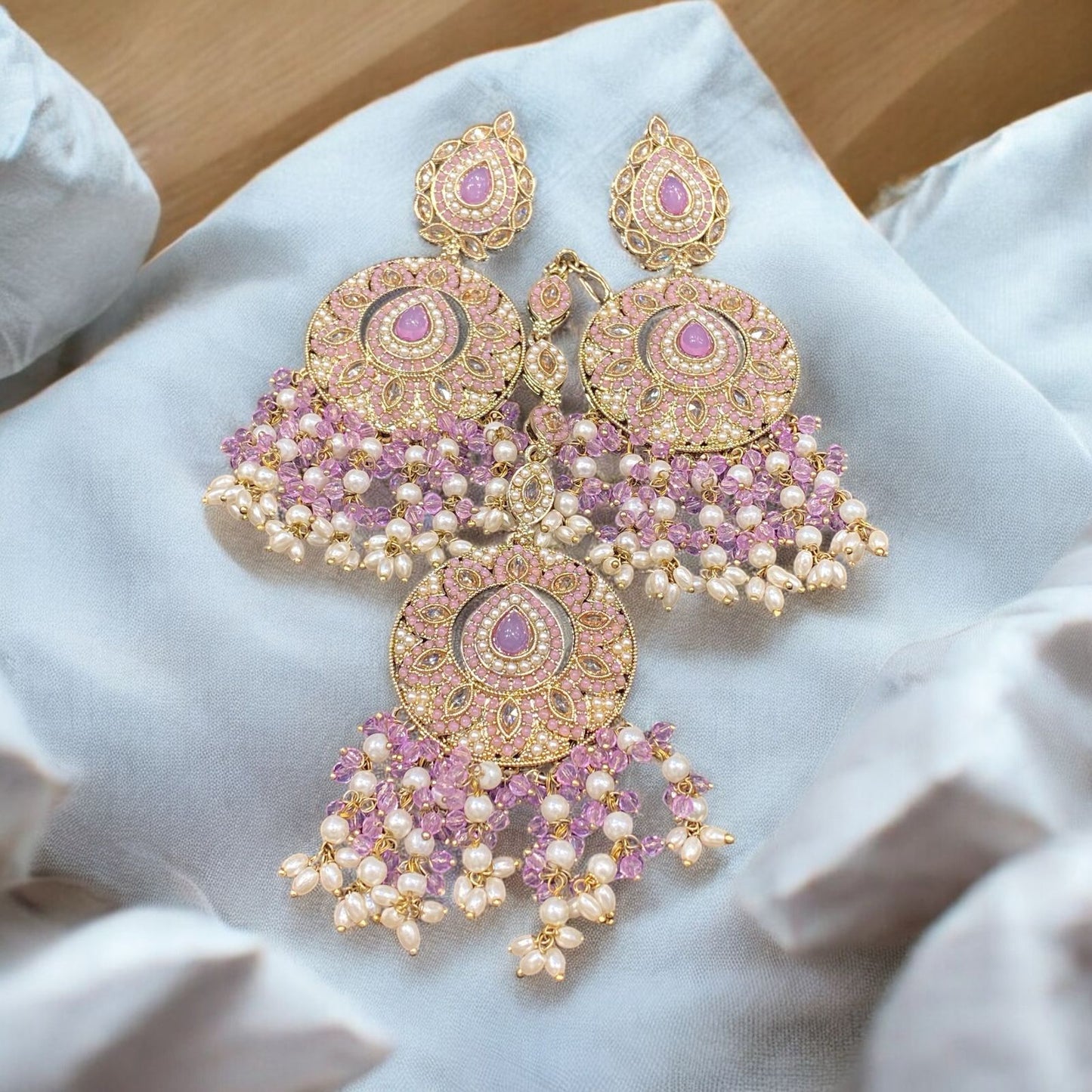 Pakistani/Indian big Mang tikka and Earrings/oversized tikka/jewellery/punjabi tika/jadau tikka/chandlerearrings /StatementEarrings/Earrings