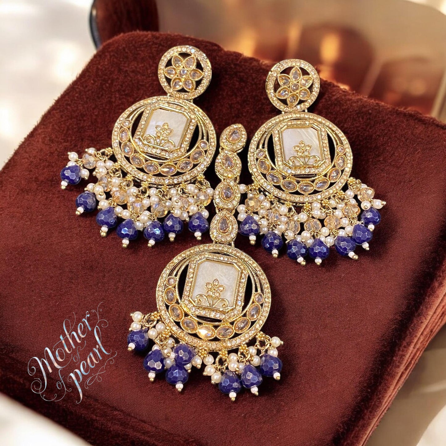 Pakistani/Indian big Mang tikka and Earrings/oversized tikka/jewellery/punjabi tika/jadau tikka/chandlerearrings /StatementEarrings/Earrings