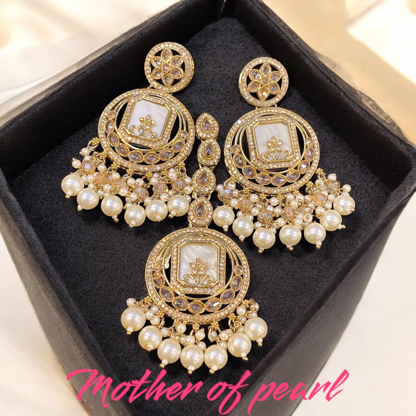 Pakistani/Indian big Mang tikka and Earrings/oversized tikka/jewellery/punjabi tika/jadau tikka/chandlerearrings /StatementEarrings/Earrings