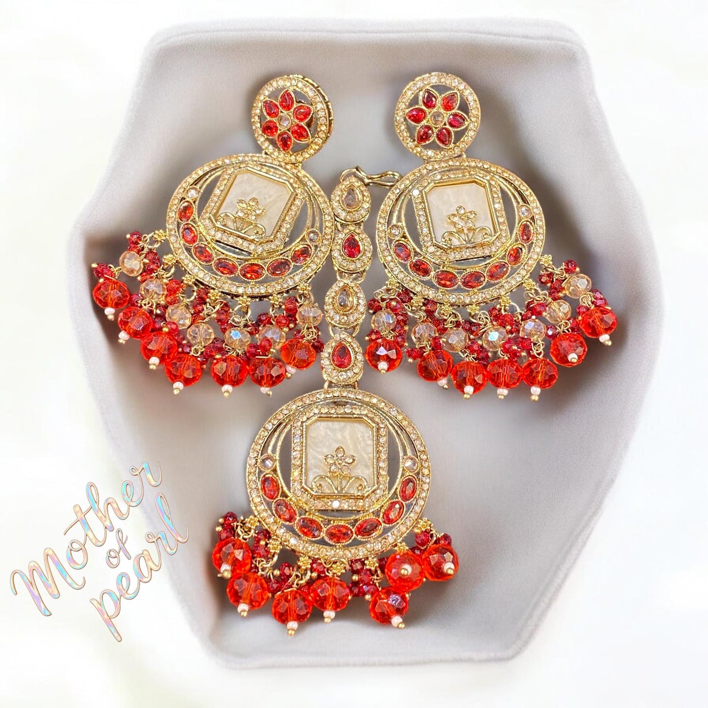 Pakistani/Indian big Mang tikka and Earrings/oversized tikka/jewellery/punjabi tika/jadau tikka/chandlerearrings /StatementEarrings/Earrings