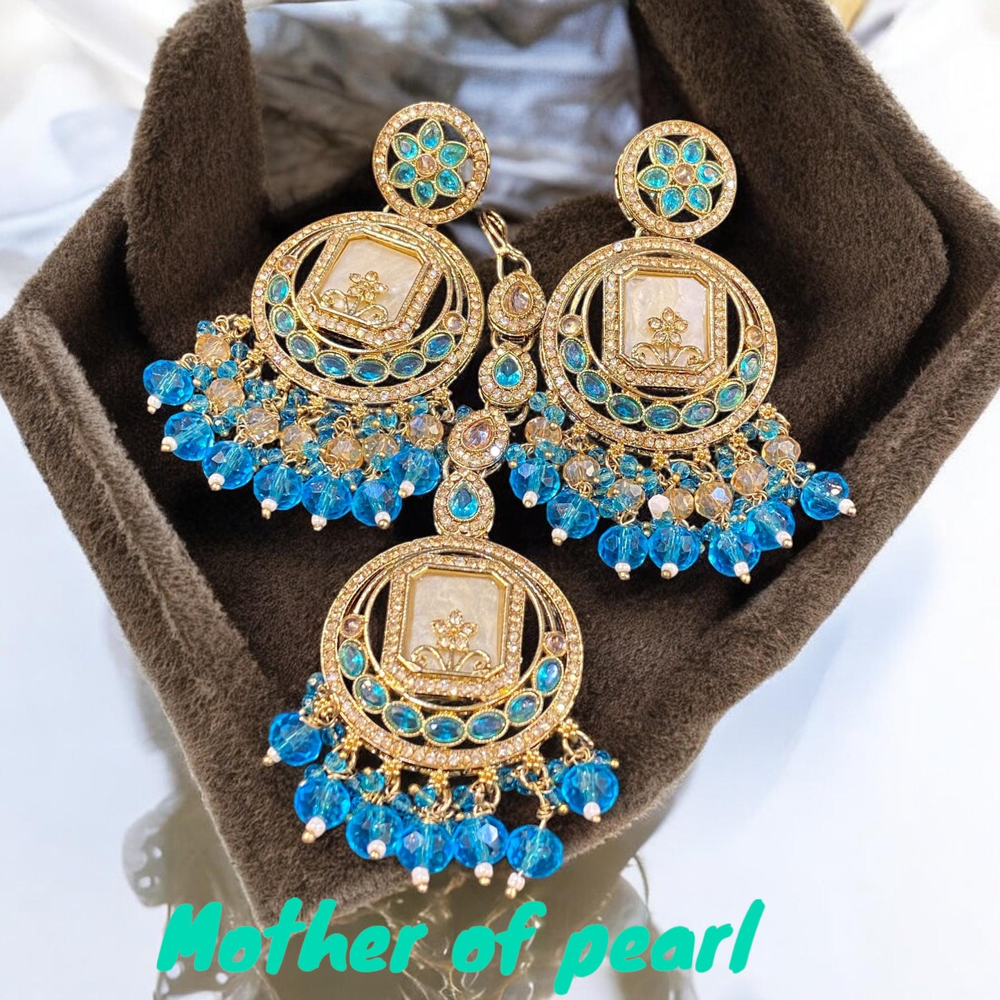 Pakistani/Indian big Mang tikka and Earrings/oversized tikka/jewellery/punjabi tika/jadau tikka/chandlerearrings /StatementEarrings/Earrings