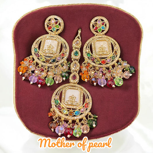 Pakistani/Indian big Mang tikka and Earrings/oversized tikka/jewellery/punjabi tika/jadau tikka/chandlerearrings /StatementEarrings/Earrings