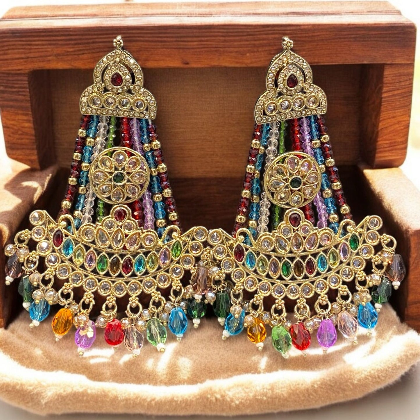 Pakistani/Indian big Mang tikka and Earrings/oversized tikka/jewellery/punjabi tika/jadau tikka/chandlerearrings /StatementEarrings/Earrings