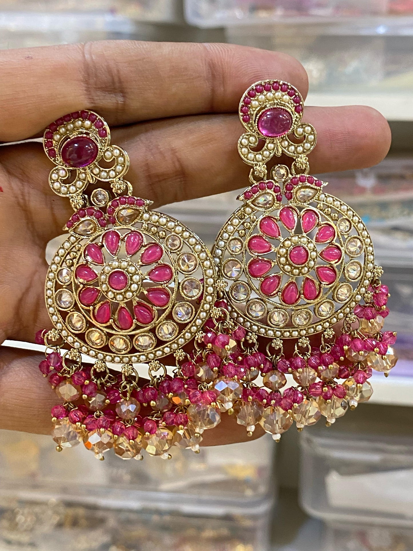 Pakistani/Indian big Mang tikka and Earrings/oversized tikka/jewellery/punjabi tika/jadau tikka/chandlerearrings /StatementEarrings/Earrings