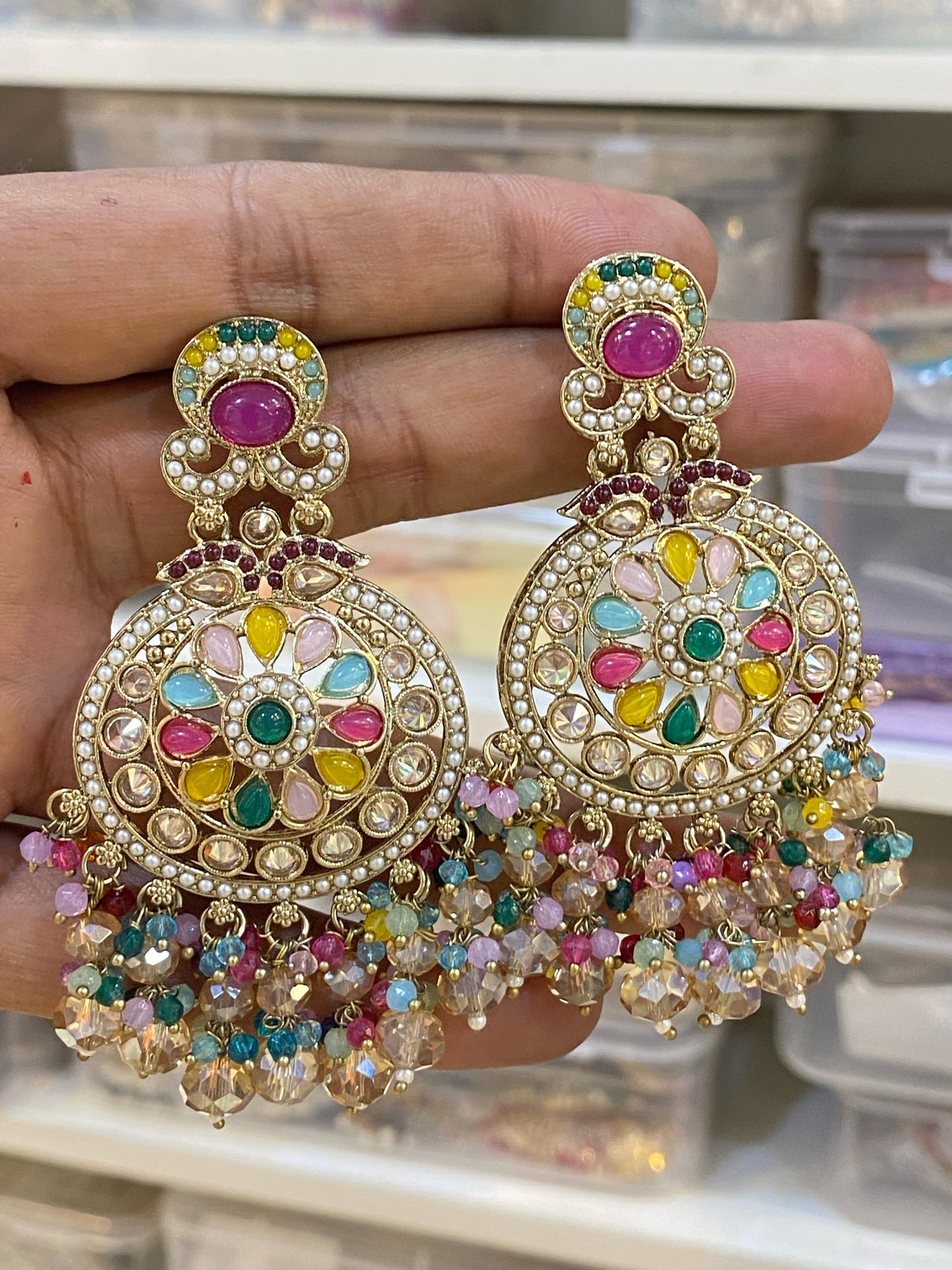 Pakistani/Indian big Mang tikka and Earrings/oversized tikka/jewellery/punjabi tika/jadau tikka/chandlerearrings /StatementEarrings/Earrings
