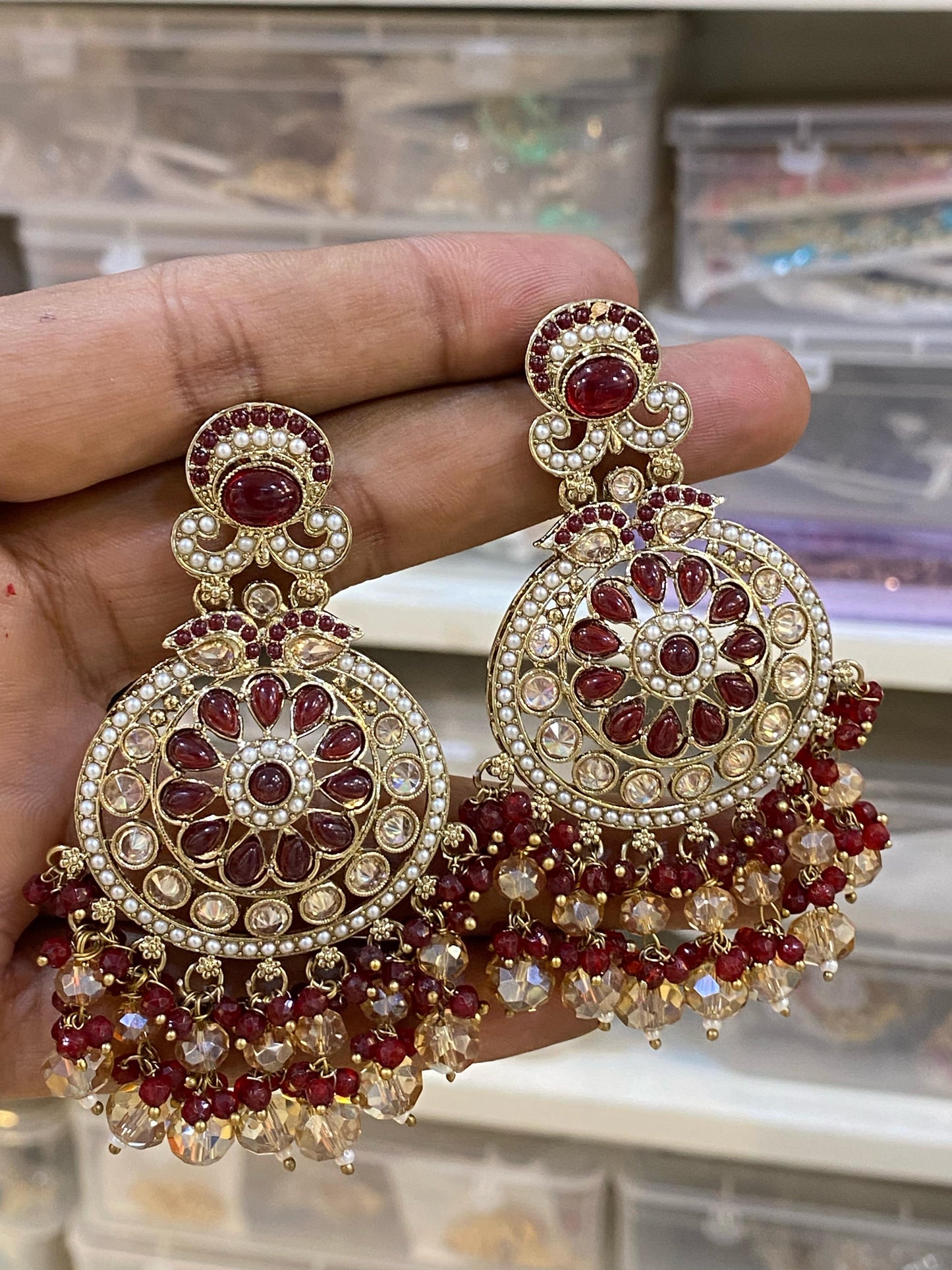 Pakistani/Indian big Mang tikka and Earrings/oversized tikka/jewellery/punjabi tika/jadau tikka/chandlerearrings /StatementEarrings/Earrings