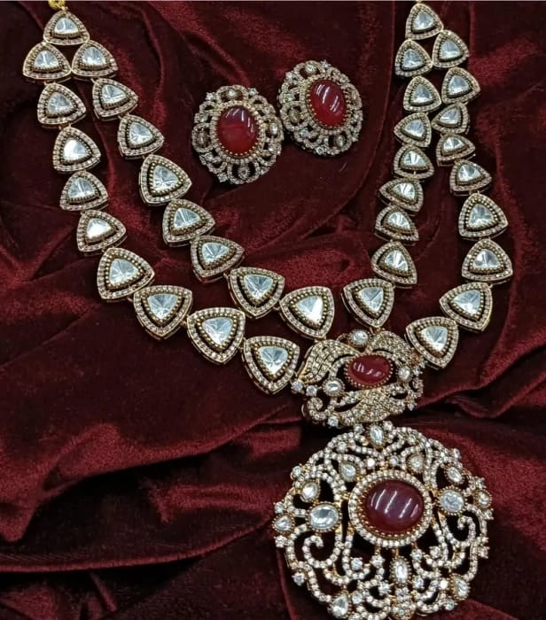 Indian Bollywood Sabhyasachi Necklace/ Ruby Kundan Necklace /Polki Victorian Necklace