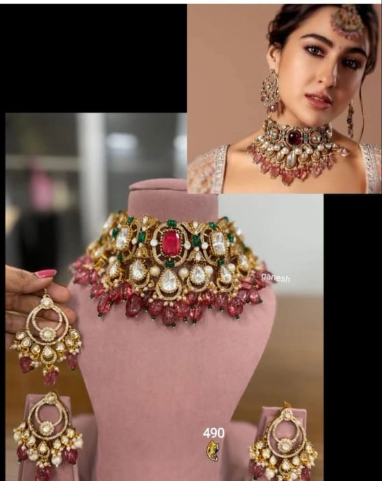 Indian Bollywood Sabhyasachi Necklace/ Ruby Kundan Necklace / Polki Victorian Bollywood Necklace