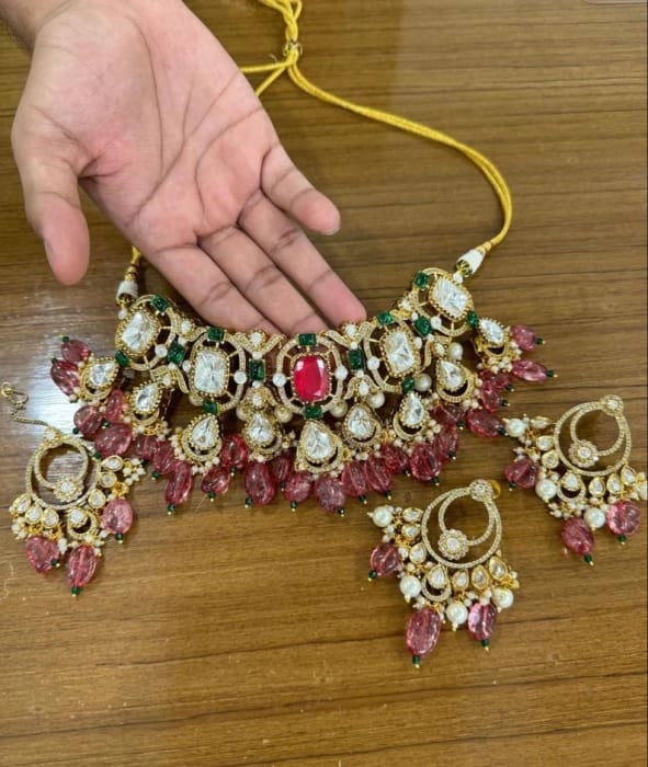 Indian Bollywood Sabhyasachi Necklace/ Ruby Kundan Necklace / Polki Victorian Bollywood Necklace