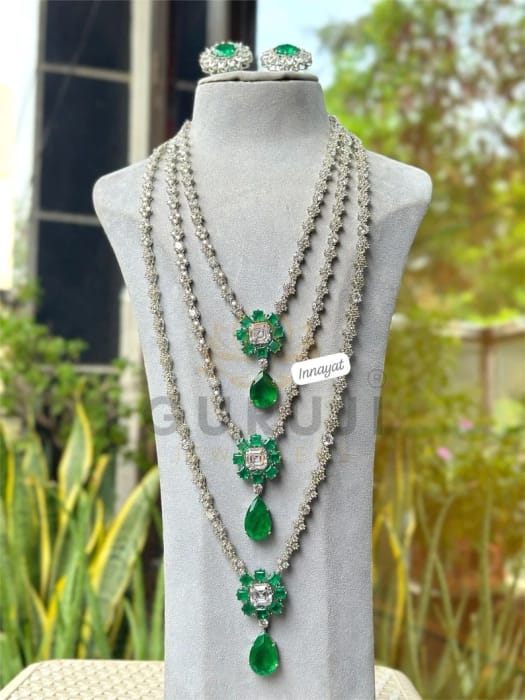 Indian Bollywood Sabhyasachi Design Nita Ambani Wedding Necklace / Bollywood Jewelery/ AD Green Necklace Set