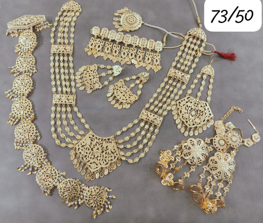 Indian Wedding Gold Plated Necklace /Bridal Jewelery/Polki Kundan Set/Bridal Wedding Set/Handmade Kundan Necklace/Punjabi Wedding