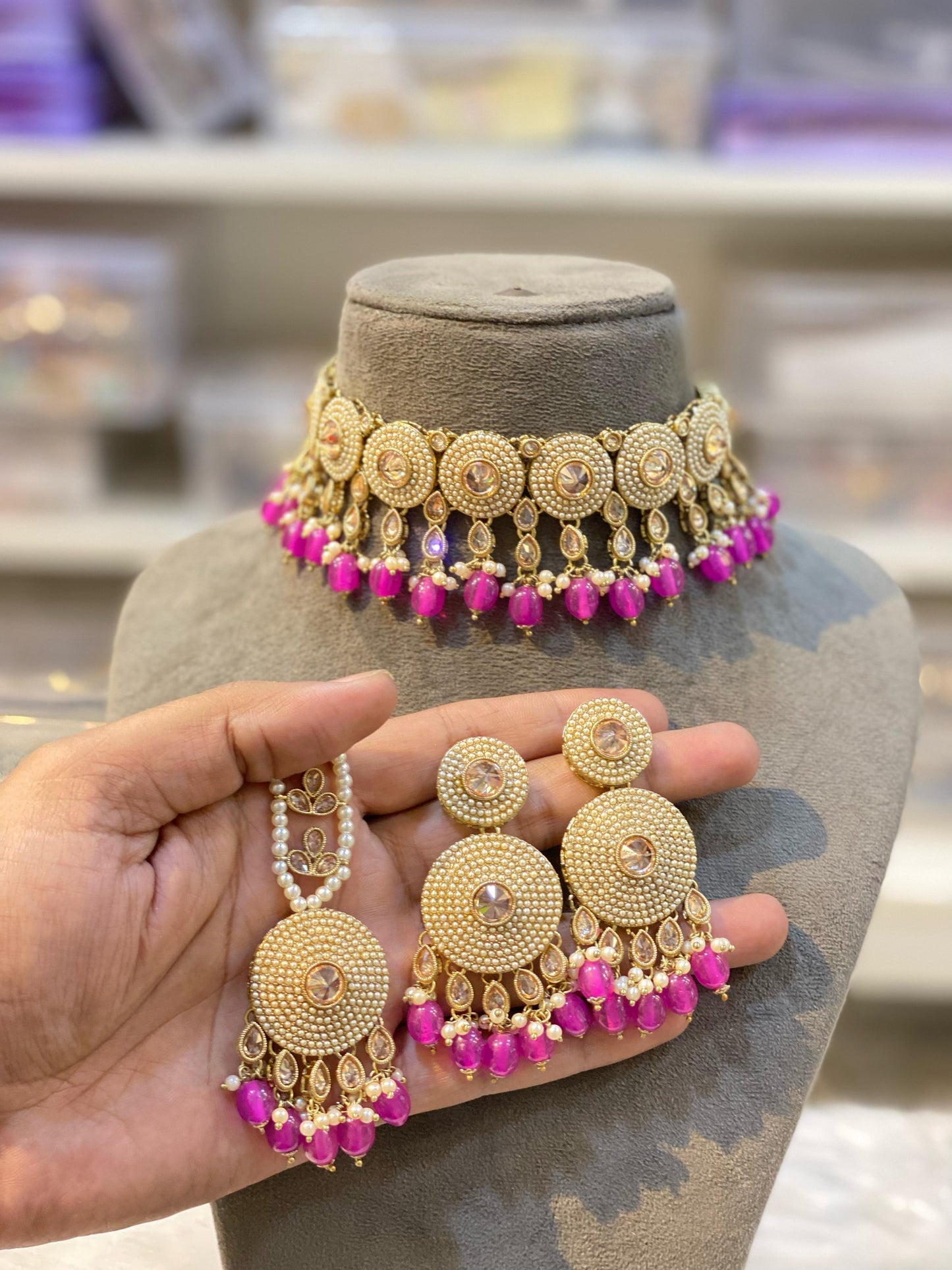 Indian Wedding Bridal Choker Necklace /Bridal Jewelery/Polki Kundan Set/Bridal Wedding Set/Handmade Kundan Necklace/Punjabi Wedding