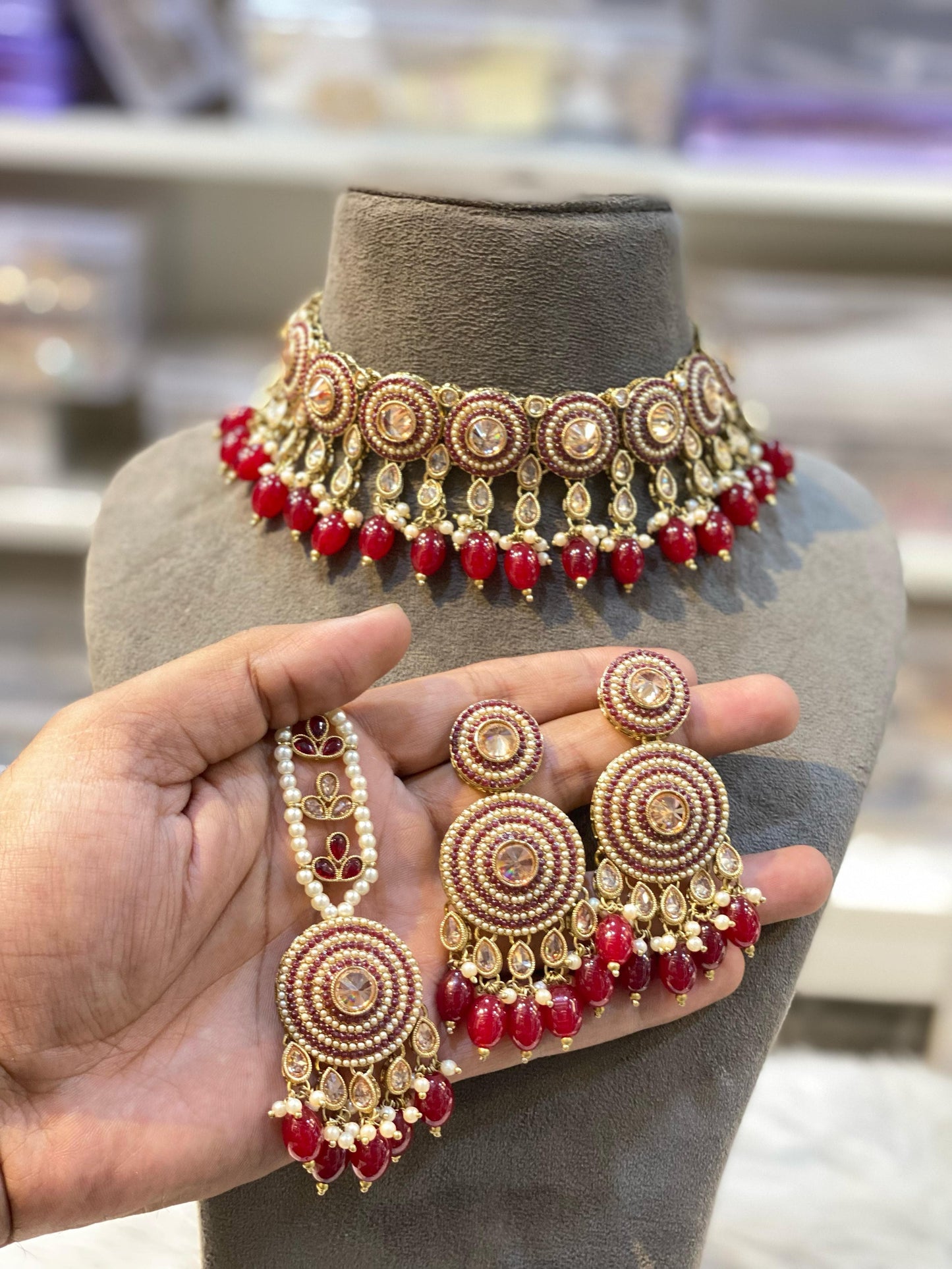 Indian Wedding Bridal Choker Necklace /Bridal Jewelery/Polki Kundan Set/Bridal Wedding Set/Handmade Kundan Necklace/Punjabi Wedding