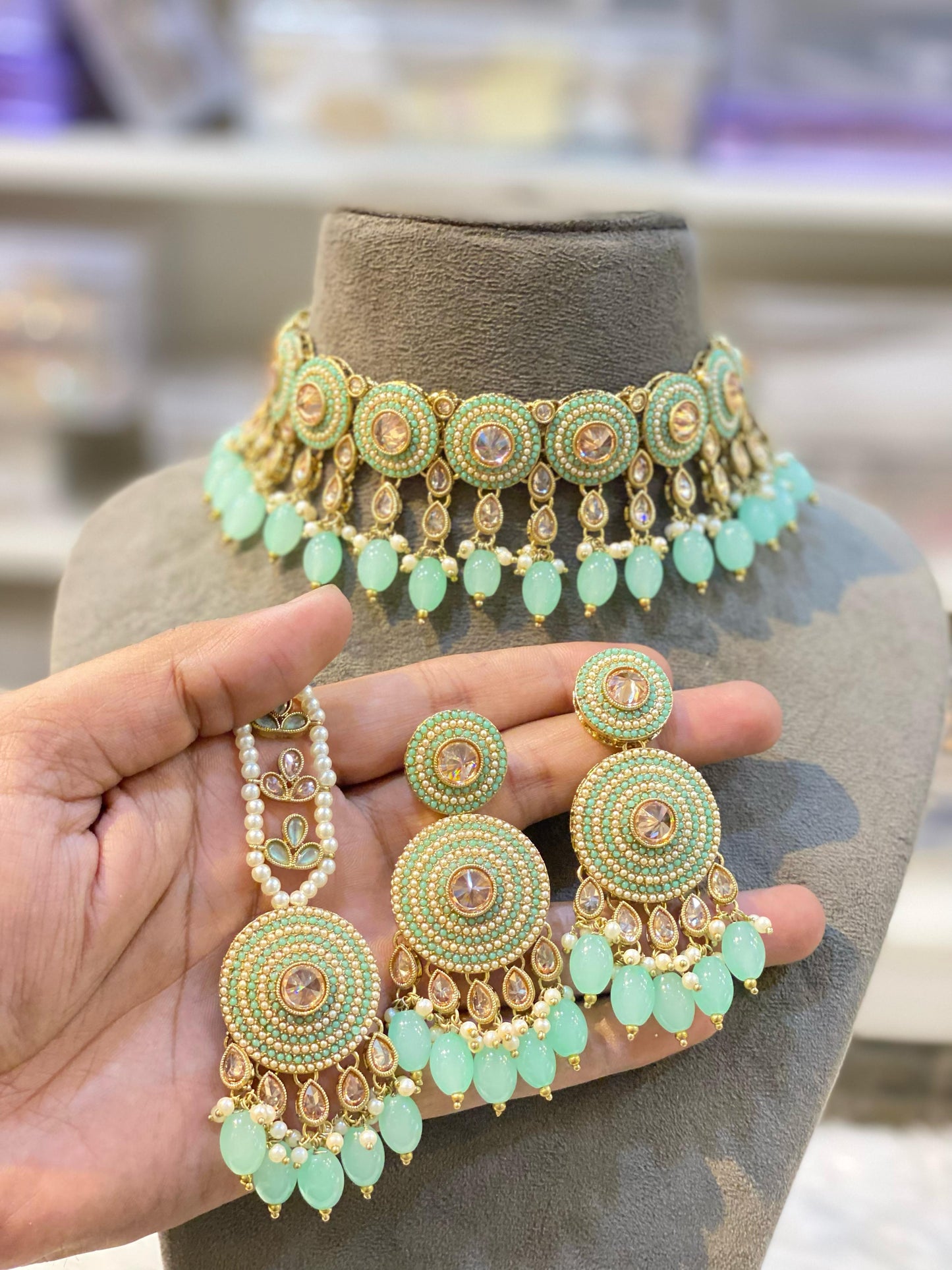 Indian Wedding Bridal Choker Necklace /Bridal Jewelery/Polki Kundan Set/Bridal Wedding Set/Handmade Kundan Necklace/Punjabi Wedding