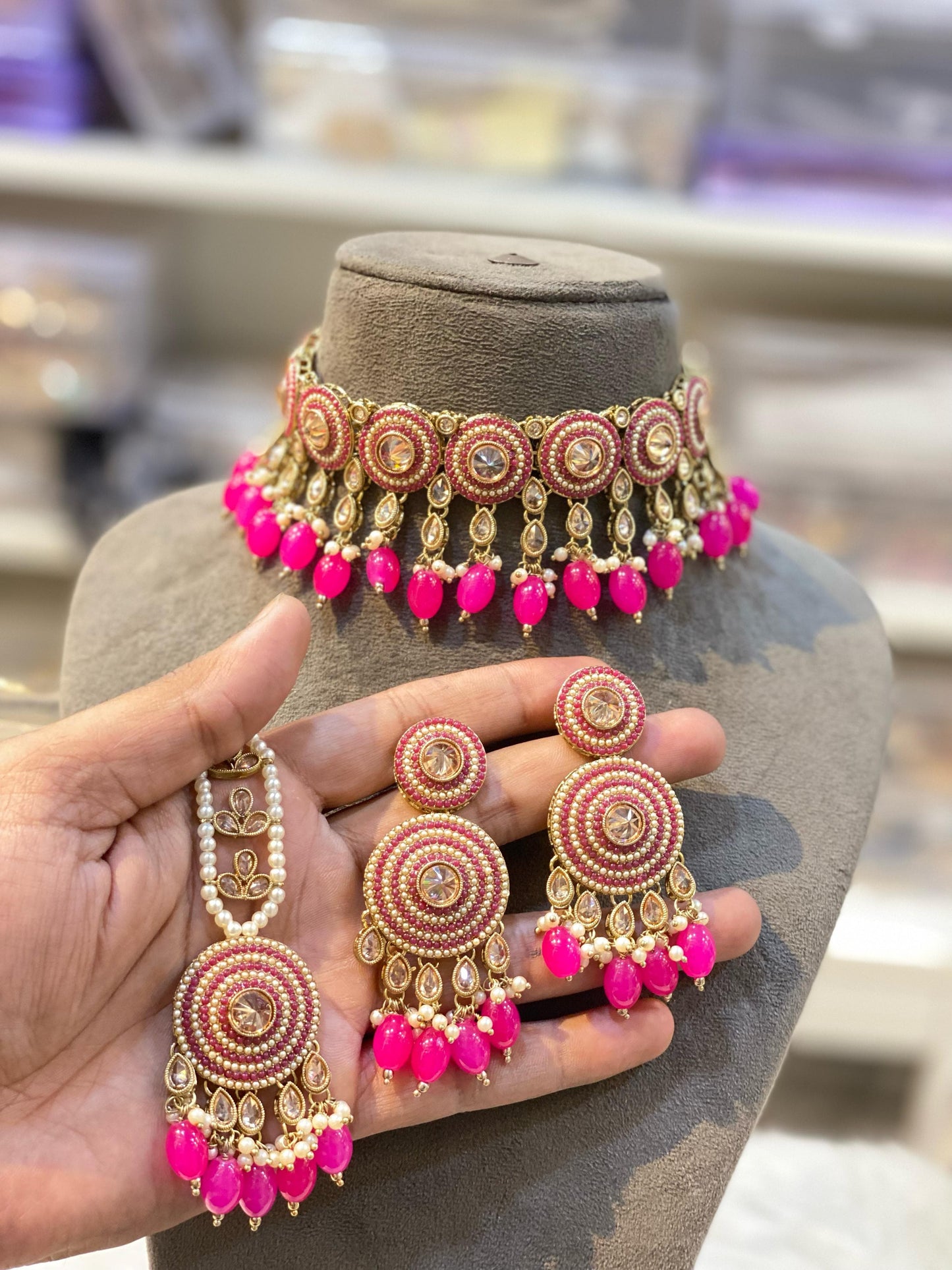 Indian Wedding Bridal Choker Necklace /Bridal Jewelery/Polki Kundan Set/Bridal Wedding Set/Handmade Kundan Necklace/Punjabi Wedding