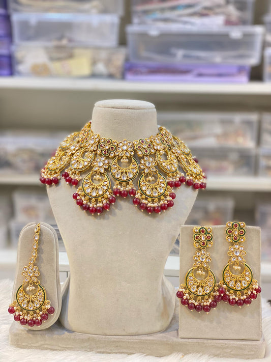 Indian Wedding Bridal Choker Necklace /Bridal Jewelery/Polki Kundan Set/Bridal Wedding Set/Handmade Kundan Necklace/Punjabi Wedding
