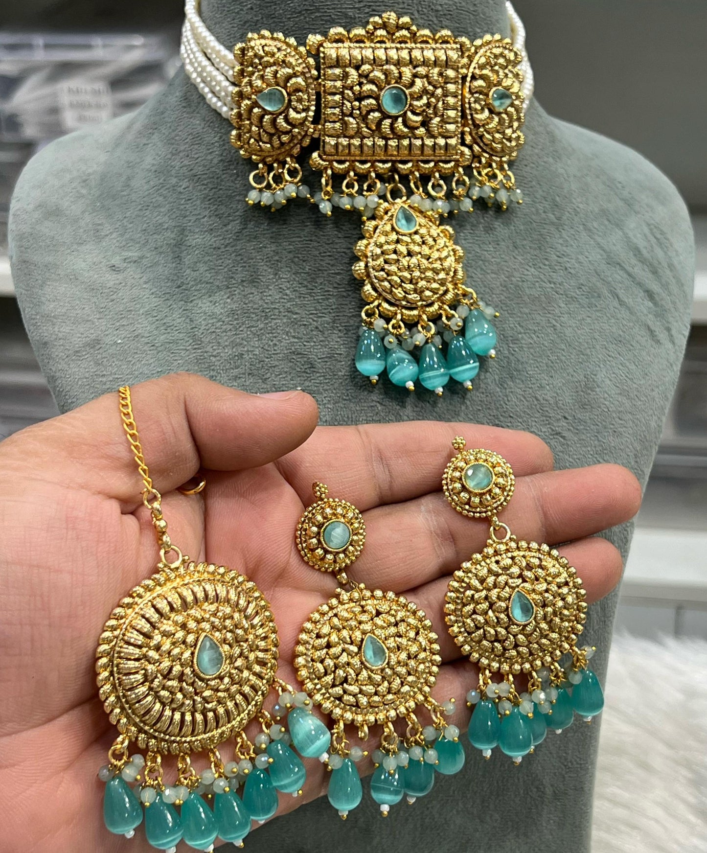Indian Wedding Gold Plated Necklace /Bridal Jewelery/Polki Kundan Set/Bridal Wedding Set/Handmade Kundan Necklace/Punjabi Wedding