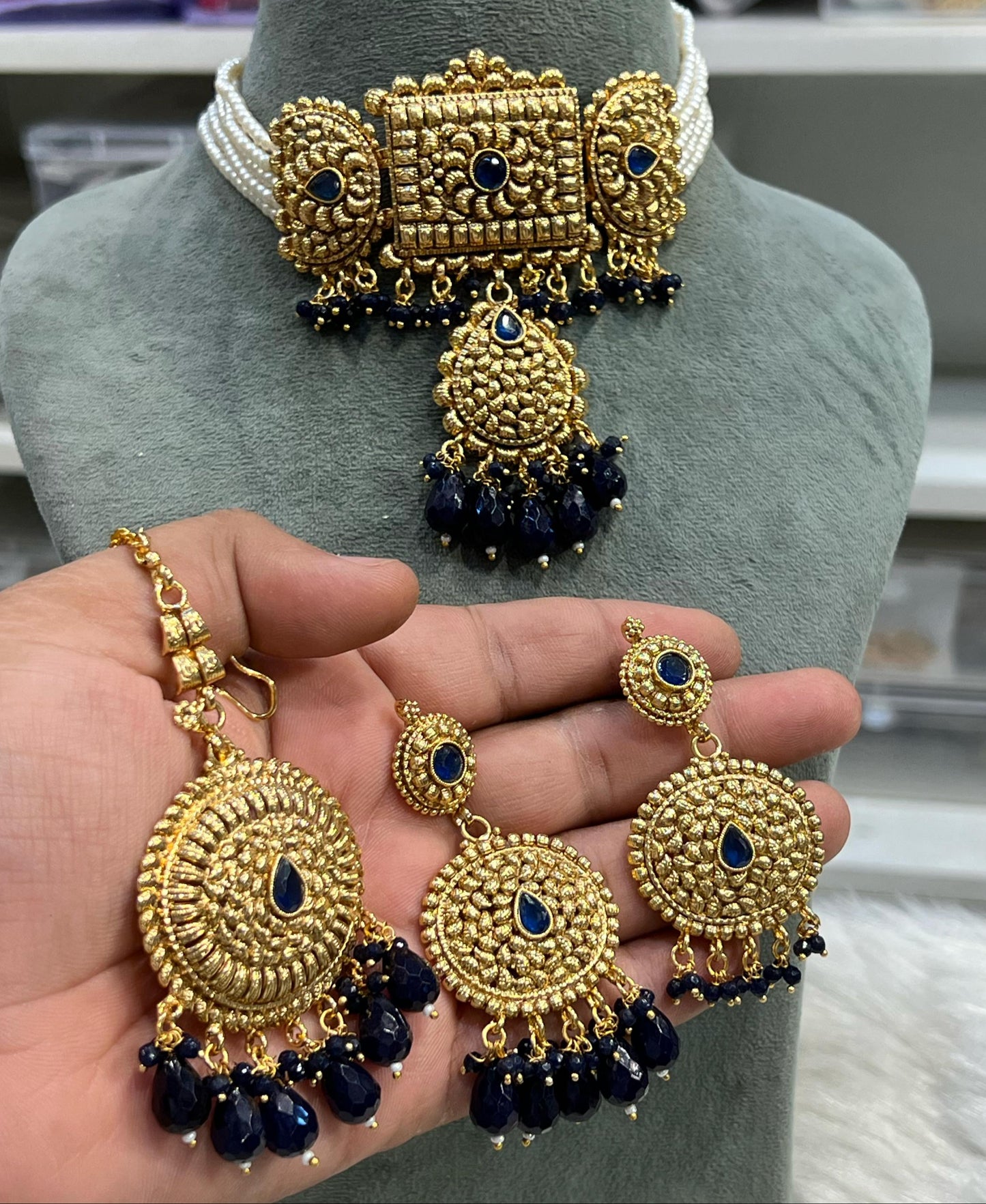 Indian Wedding Gold Plated Necklace /Bridal Jewelery/Polki Kundan Set/Bridal Wedding Set/Handmade Kundan Necklace/Punjabi Wedding