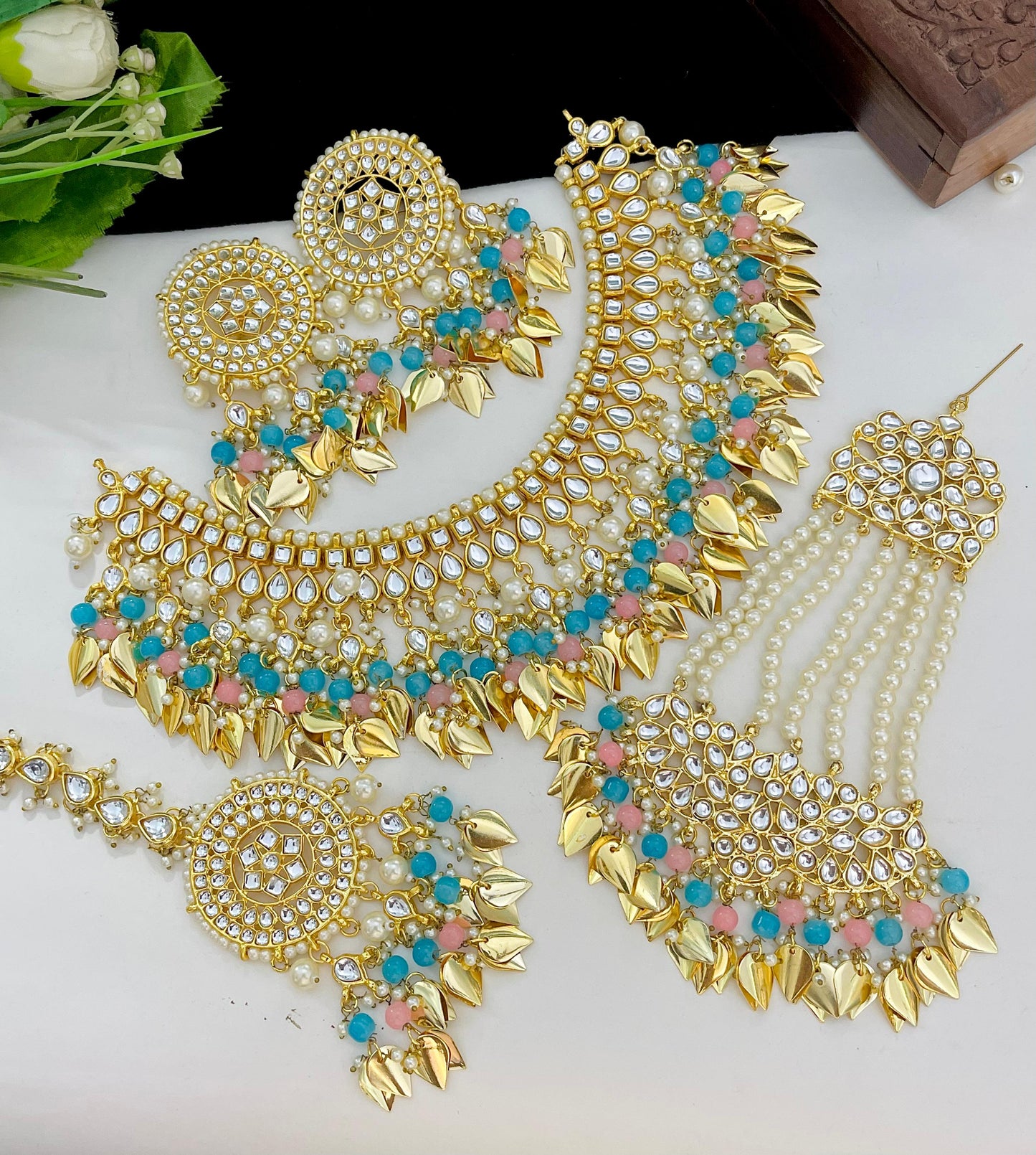 Indian Wedding Gold Plated Necklace /Bridal Jewelery/Polki Kundan Set/Bridal Wedding Set/Handmade Kundan Necklace/Punjabi Wedding (Copy)