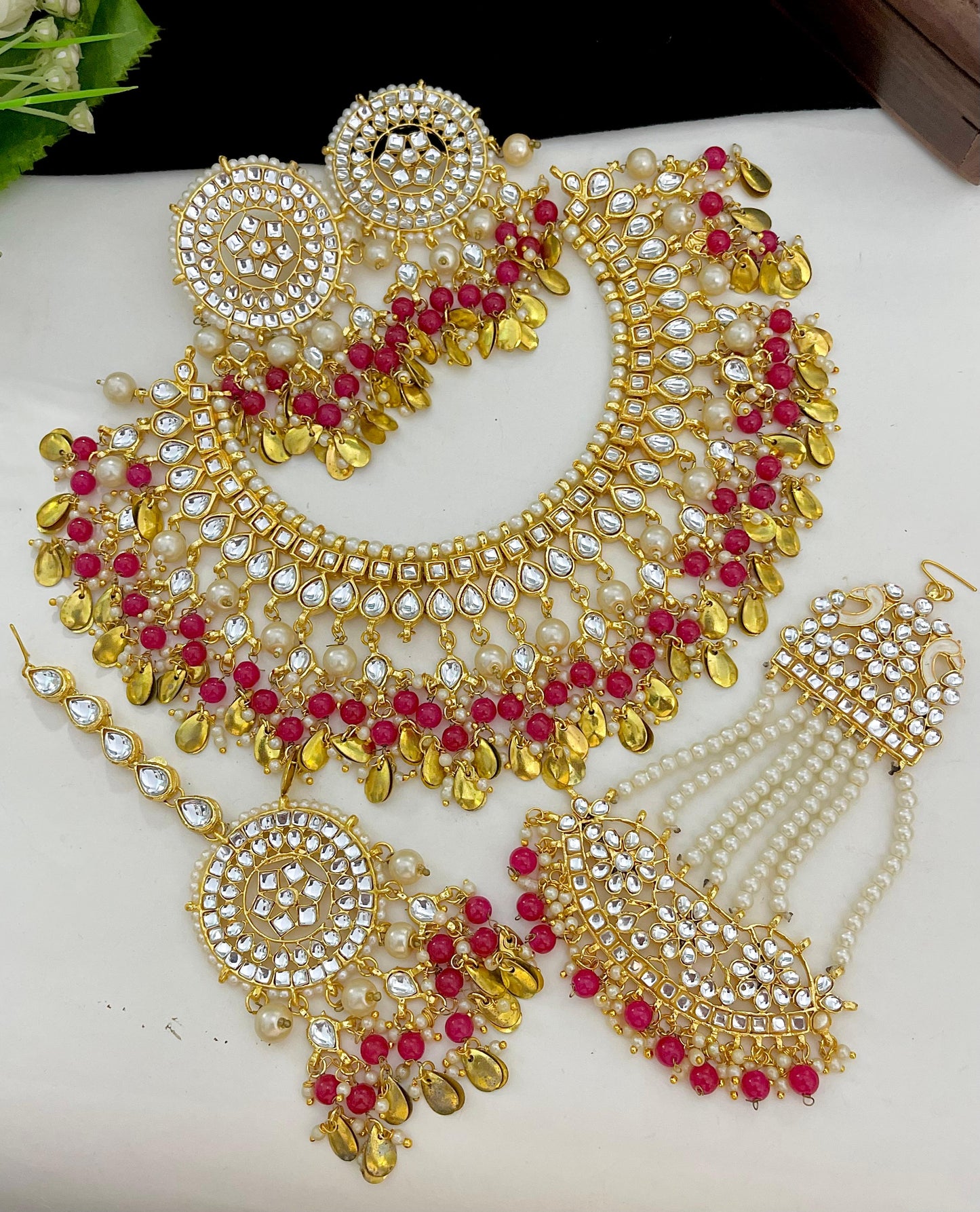 Indian Wedding Gold Plated Necklace /Bridal Jewelery/Polki Kundan Set/Bridal Wedding Set/Handmade Kundan Necklace/Punjabi Wedding (Copy)