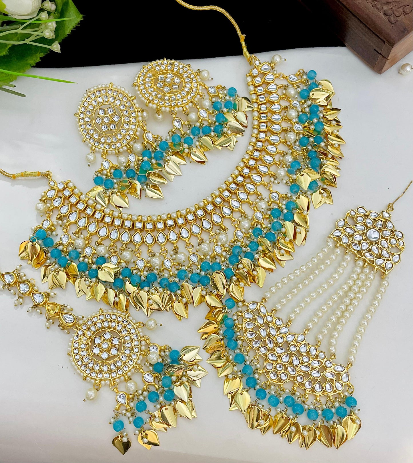 Indian Wedding Gold Plated Necklace /Bridal Jewelery/Polki Kundan Set/Bridal Wedding Set/Handmade Kundan Necklace/Punjabi Wedding (Copy)