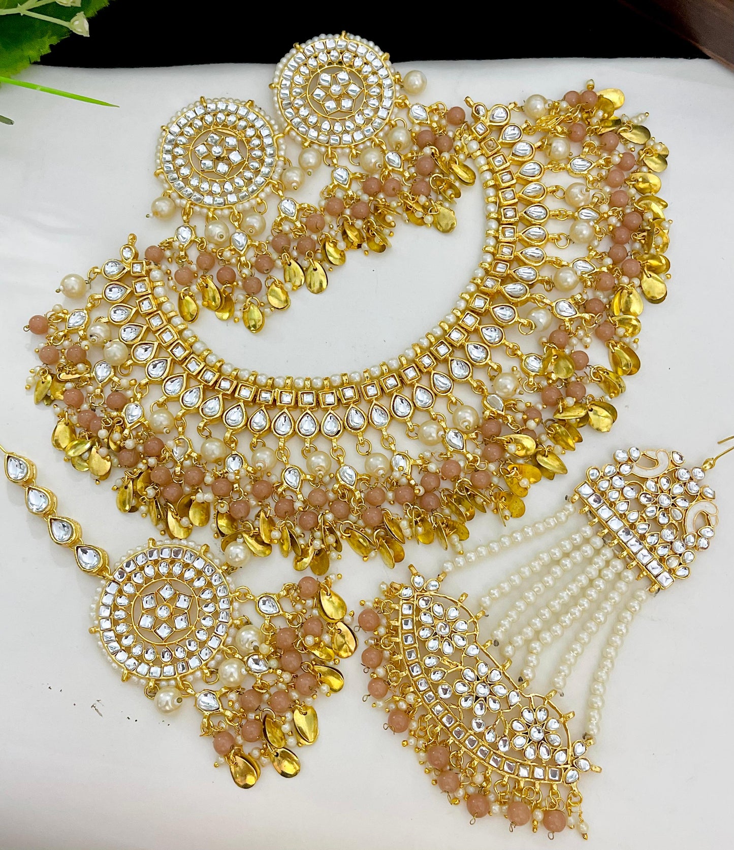 Indian Wedding Gold Plated Necklace /Bridal Jewelery/Polki Kundan Set/Bridal Wedding Set/Handmade Kundan Necklace/Punjabi Wedding (Copy)