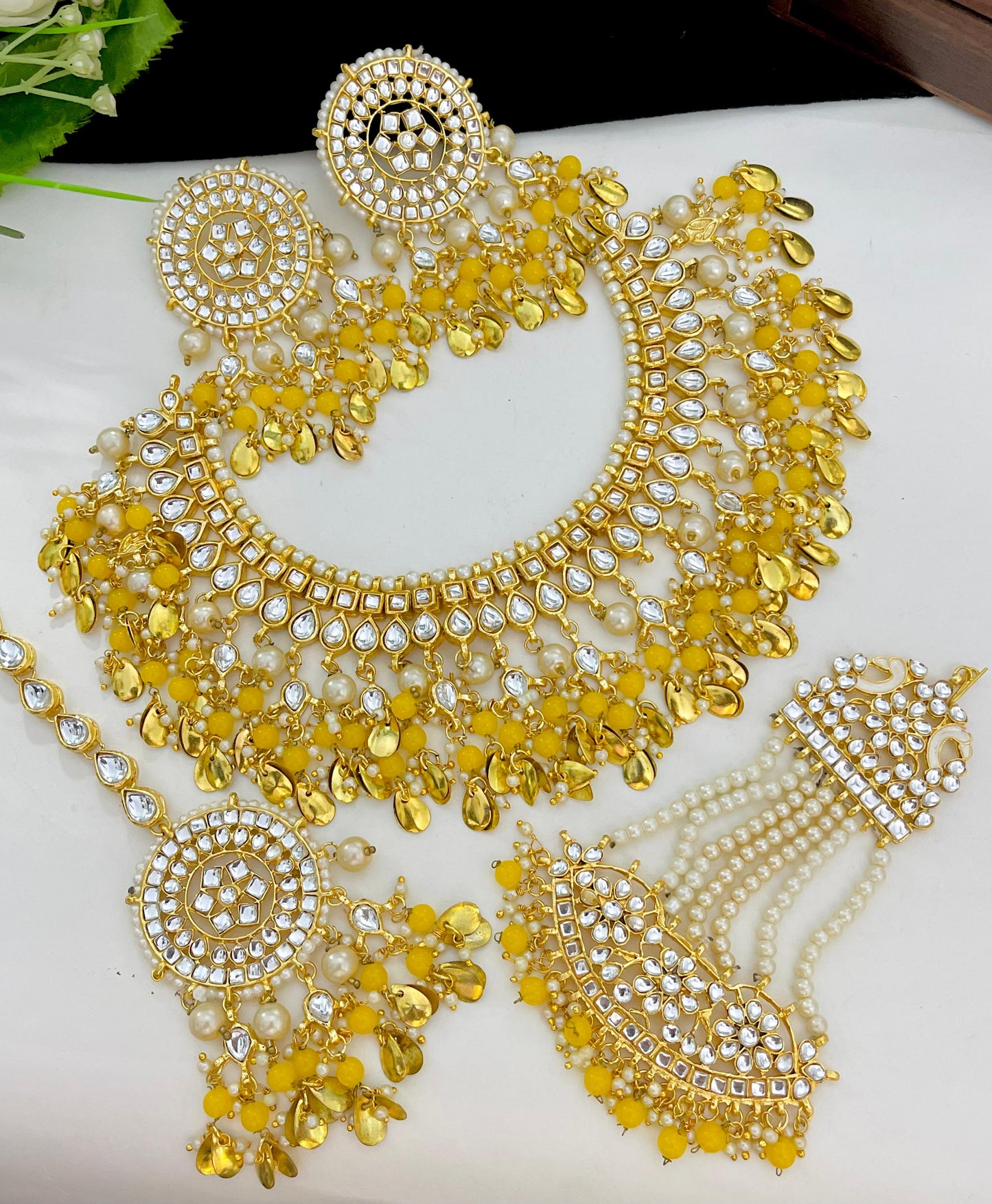 Indian Wedding Gold Plated Necklace /Bridal Jewelery/Polki Kundan Set/Bridal Wedding Set/Handmade Kundan Necklace/Punjabi Wedding (Copy)