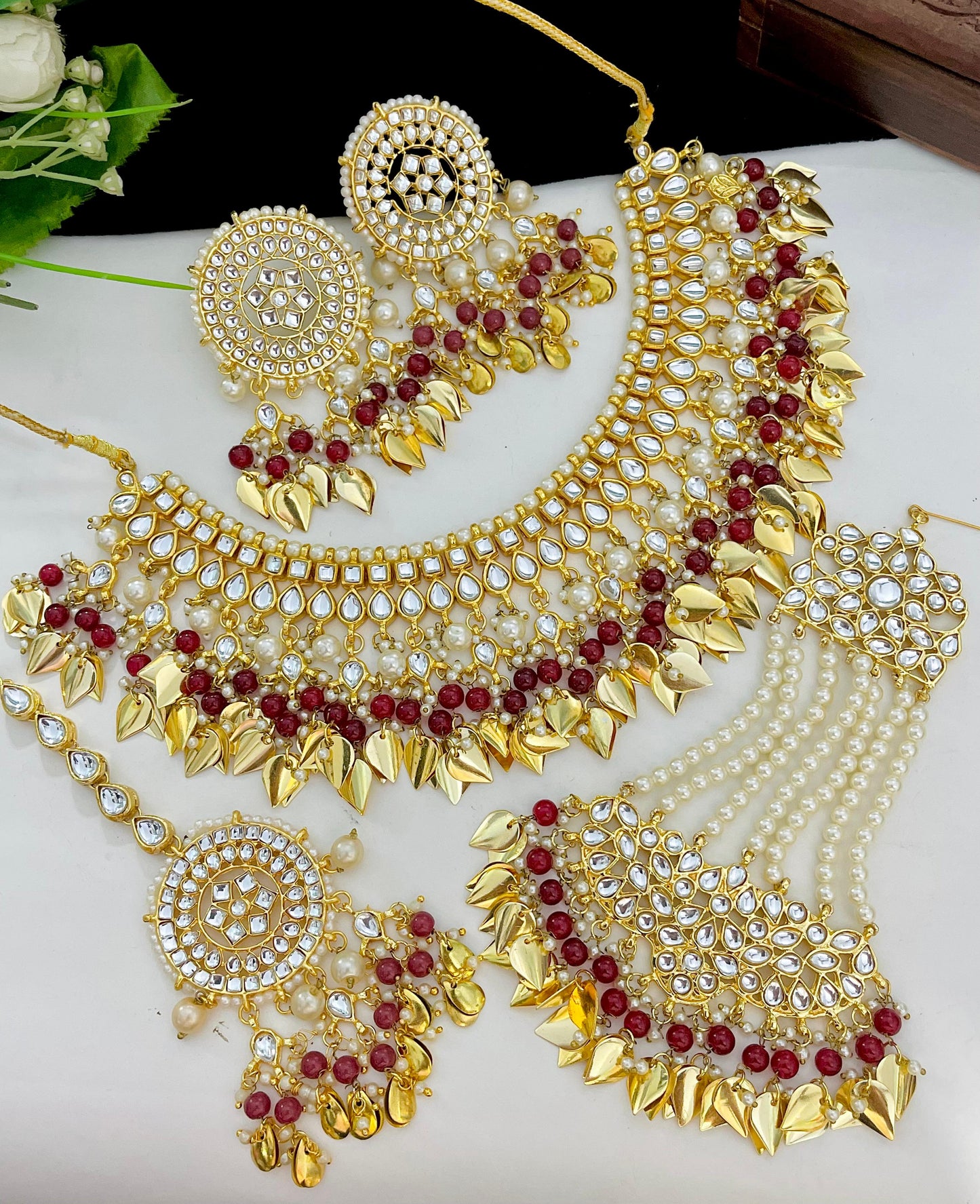 Indian Wedding Gold Plated Necklace /Bridal Jewelery/Polki Kundan Set/Bridal Wedding Set/Handmade Kundan Necklace/Punjabi Wedding (Copy)