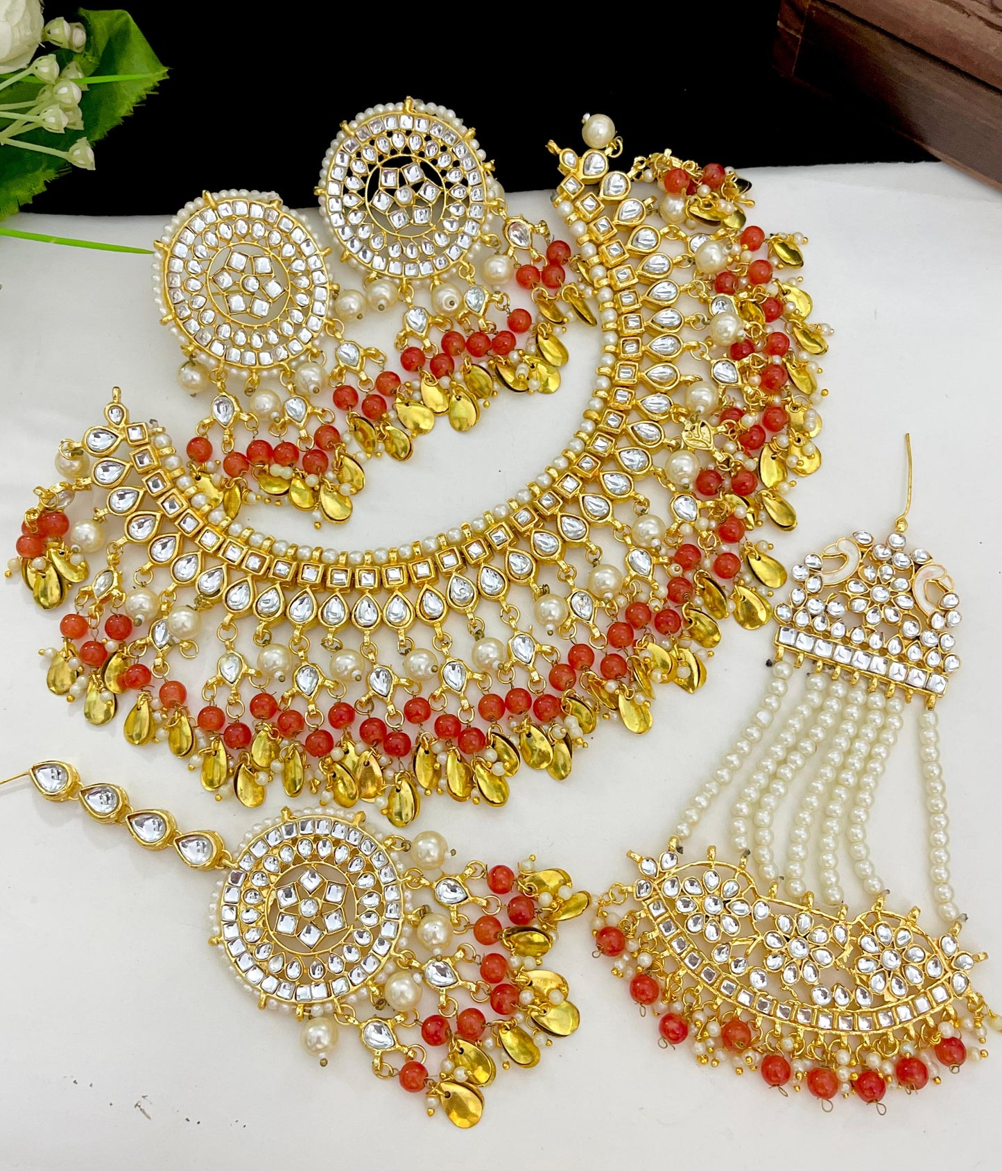 Indian Wedding Gold Plated Necklace /Bridal Jewelery/Polki Kundan Set/Bridal Wedding Set/Handmade Kundan Necklace/Punjabi Wedding (Copy)