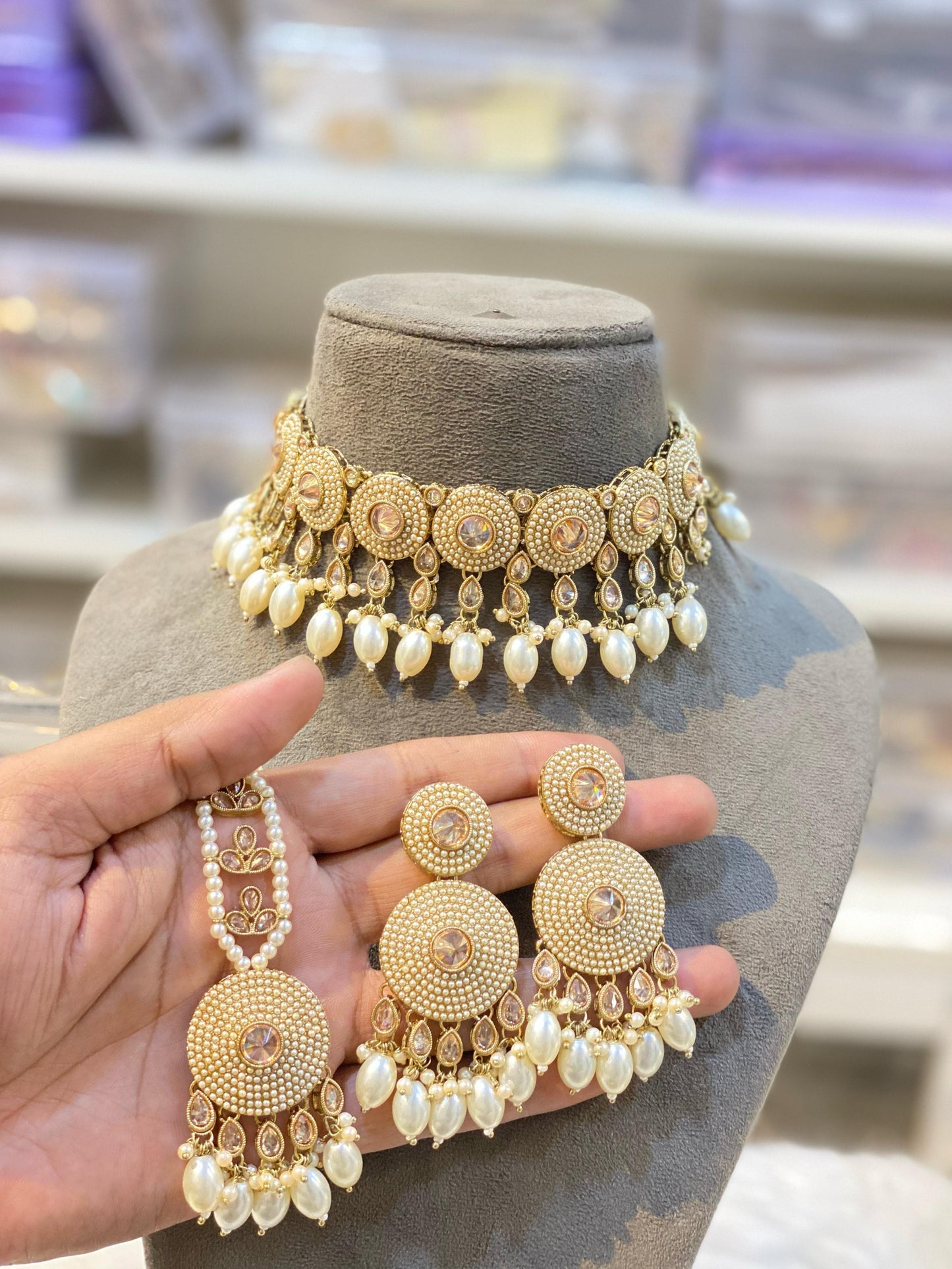 Indian Wedding Bridal Choker Necklace /Bridal Jewelery/Polki Kundan Set/Bridal Wedding Set/Handmade Kundan Necklace/Punjabi Wedding