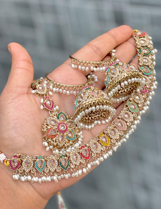 Indian Wedding Bridal Choker Necklace /Bridal Jewelery/Polki Kundan Set/Bridal Wedding Set/Handmade Kundan Necklace/Punjabi Wedding (Copy)