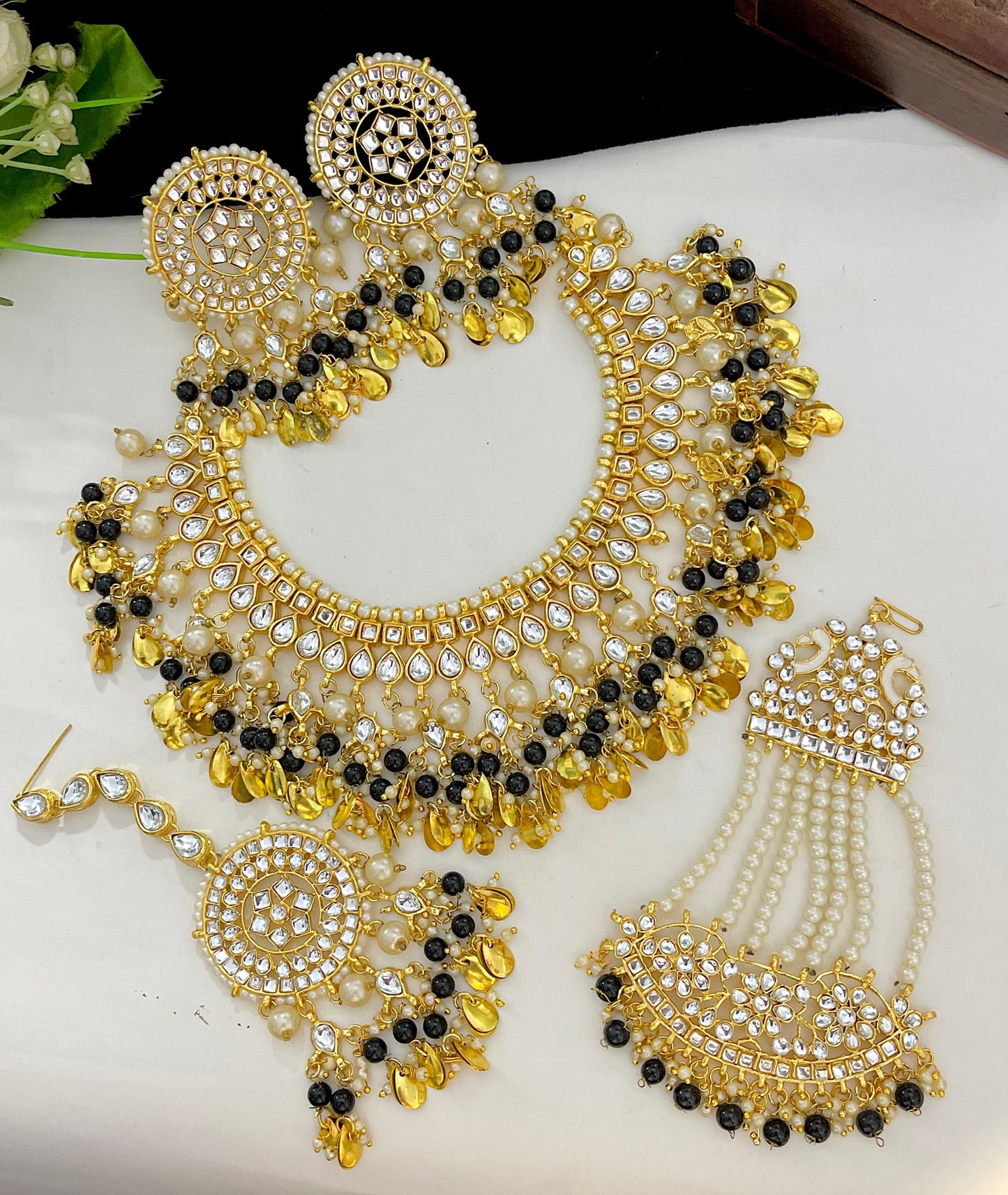 Indian Wedding Gold Plated Necklace /Bridal Jewelery/Polki Kundan Set/Bridal Wedding Set/Handmade Kundan Necklace/Punjabi Wedding (Copy)