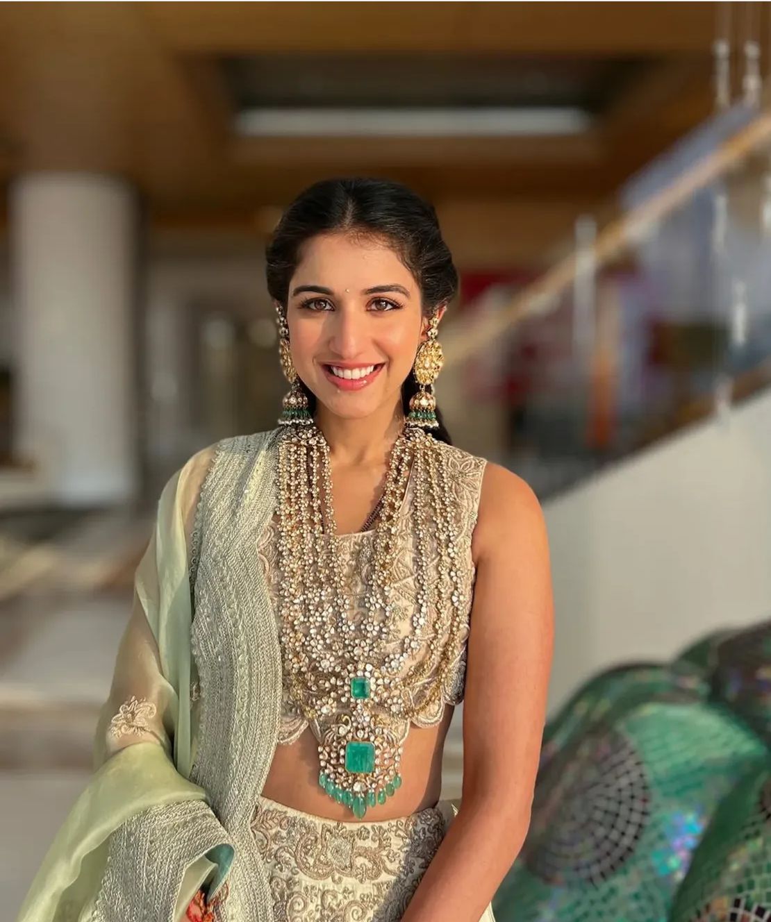 Indian Bollywood Sabhyasachi Design Radhika Ambani Wedding Necklace ,AD Moissanite Necklace