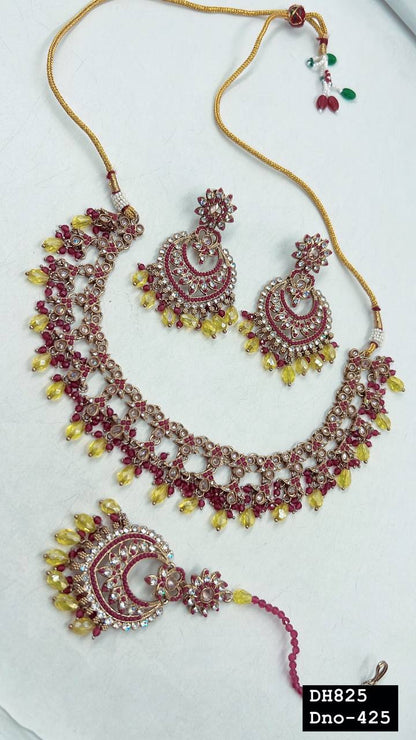 Indian Wedding Bridal Choker Necklace /Bridal Jewelery/Polki Kundan Set/Bridal Wedding Set/Handmade Kundan Necklace/Punjabi Wedding