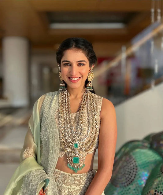 Indian Bollywood Sabhyasachi Design Radhika Ambani Wedding Necklace ,AD Moissanite Necklace